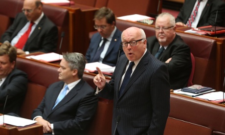 Senator George Brandis defends himself against a censure motion moved against him by Senator Penny Wong.