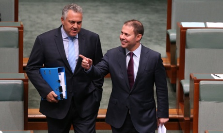 Treasurer Joe Hockey and Assistant Treasurer Josh Frydenberg ahead of question time.
