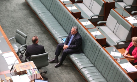 Tony Abbott and Treasurer Joe Hockey before question time waiting for their mates.