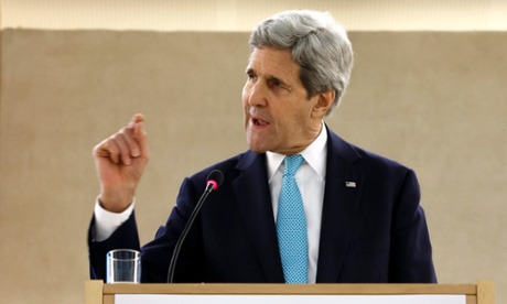 John Kerry speaks at UN Human Rights Council panel in Geneva.