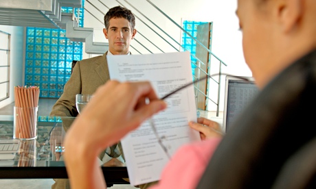 Businesswoman conducting interview in office