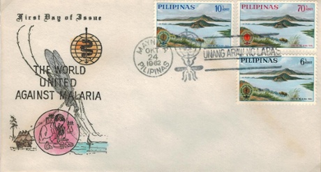 World stamps from the WHO campaign to eradicate malaria.  