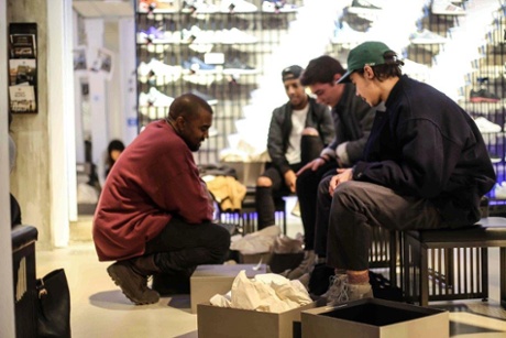 Kanye West at the Adidas Originals shop