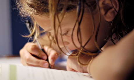 Girl writing by hand