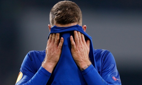 Everton's Ross Barkley looks dejected at the end of the match.