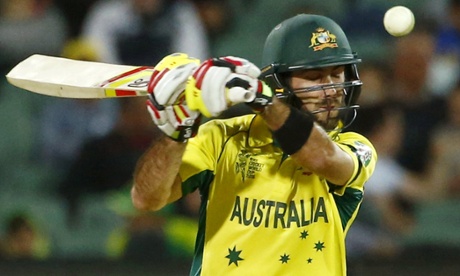 Australian batsman Glenn Maxwell swats at the ball during the Cricket World Cup quarter-final against Pakistan.