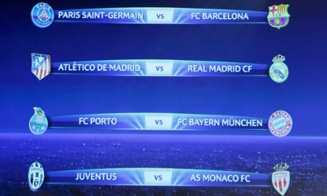 The draw for the Champions League 2014-15 quarter-finals.