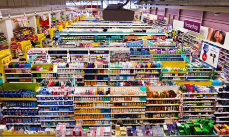 Tesco supermarket shelves.