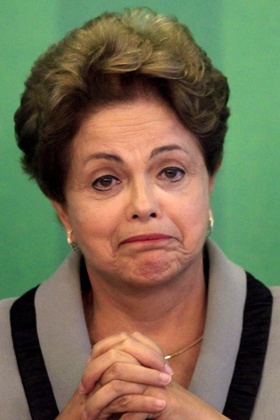 Brazilian President Dilma Rousseff speaks in Brasilia, Brazil, 16 March 2015.