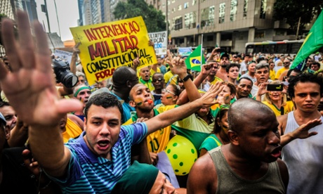Thousands of people participate in a demonstration demanding President Dilma Rousseff's impeachment on 15 March, 2015 in Rio de Janeiro, Brazil.