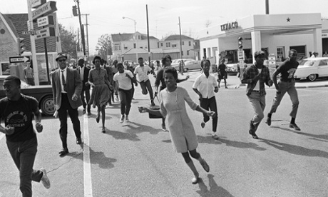 Black demonstrators taking part in a memorial march for Wharlest Jackson on 4 March 1967.