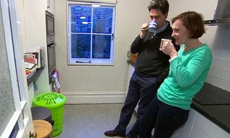 Ed Miliband and his wife Justine Thornton at their kitchenette which caused furore in right wing circles. Photo BBC screen grab