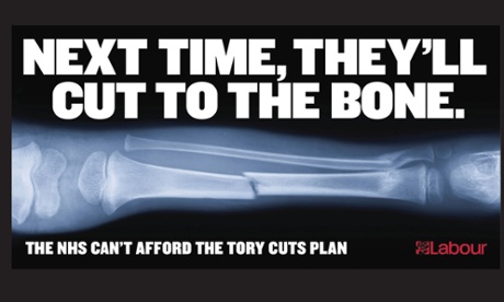 The Labour party election poster attacking the Conservative party's NHS policy.