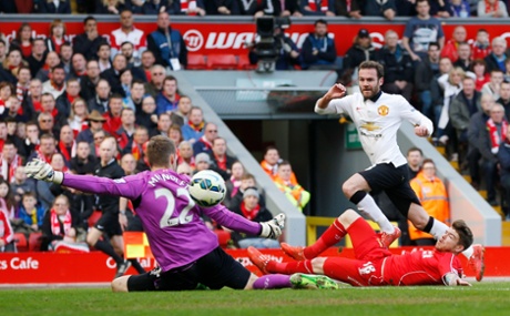 Juan Mata scores the first goal.