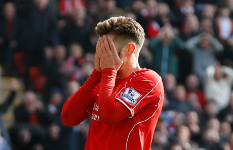 Lallana, best chance for a first half equaliser.