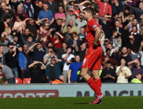Steven Gerrard walks from the pitch.