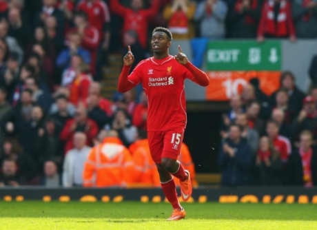 Daniel Sturridge celebrates his goal.