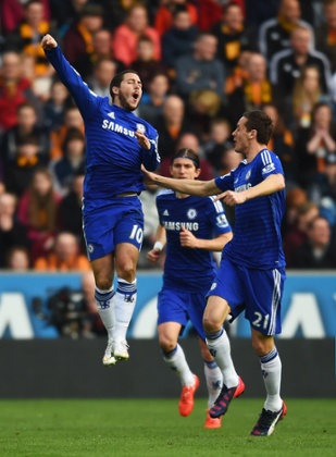 Eden Hazard of Chelsea celebrates.