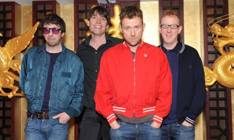 Graham Coxon, Alex James, Damon Albarn and Dave Rowntree of Blur attend a photocall as Blur are announced as a headliner for British Summertime Hyde Park, on February 19, 2015 in London, England