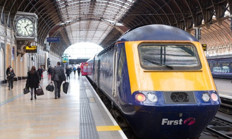 A Great Western train at Paddington station.