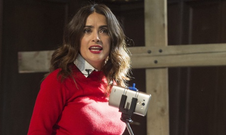 Salma Hayek taking her first selfie at Ad Week Europe