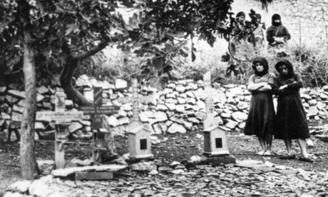 Women in graveyard of Distomo, Greece