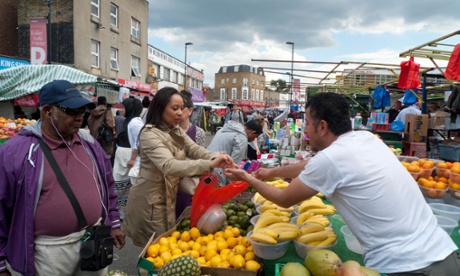 Ridley Road Market, a Dalston mainstay off Kingsland Road, now more famous for its trendy bars and clubs.