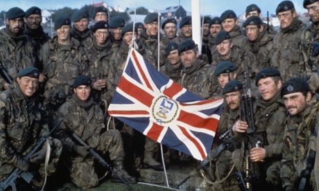 British marines after the surrender of Argentinian forces on the Falklands in 1982.