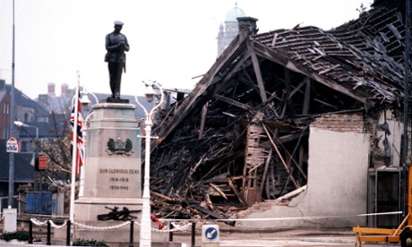 The aftermath of the IRA's 1987 bombing of Enniskillen in which 11 people died.