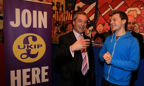 Nigel Farage meets supporters at a public meeting in Ramsgate, Kent, during a campaign visit to the South Thanet constituency.