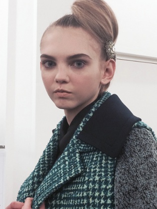 Barrettes backstage at Prada's autumn/winter 2015 show