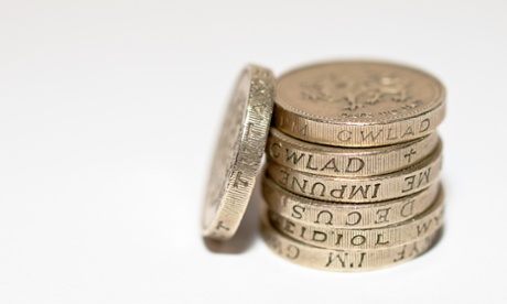 Pile of pound coins 