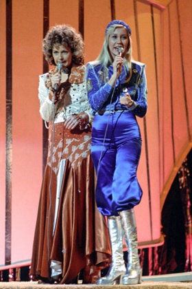 Agnetha Fältskog's shiny blue culottes