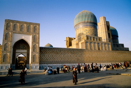 Street market outside the Registan. Samarkand was on the Silk Road and ‘alive with people from different lands’.