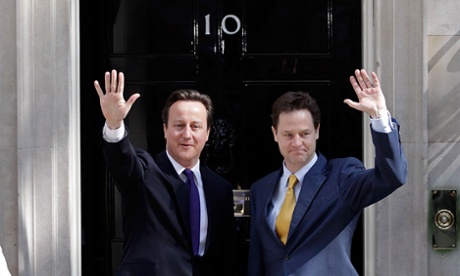 David Cameron and Nick Clegg on the coalition’s first day in power – 12 May 2010.
