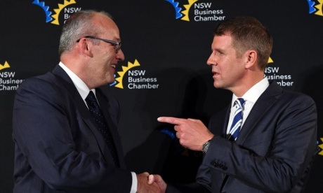 NSW premier Mike Baird says the opposition is running ‘the biggest scare campaign in the history of this state’. Photograph: Dan Himbrechts/AAP