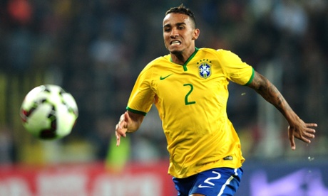 Brazil's Danilo chases after the ball in a friendly against Turkey in November 2014.