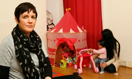 Playing and learning: family nurse Claire Reece with Emma and her daughter Tia.