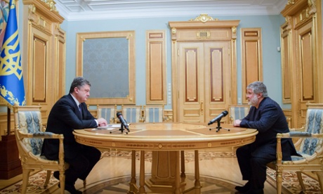 The Ukrainian president, Petro Poroshenko (left) with Ihor Kolomoisky at the presidential office in Kiev on Wednesday