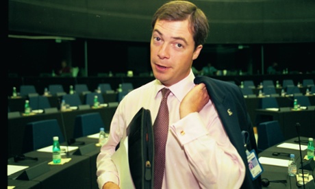 A younger looking Farage in the European parliament, after being made an MEP in 1999.