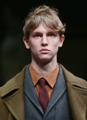 A model in knitted tie on the Marni catwalk