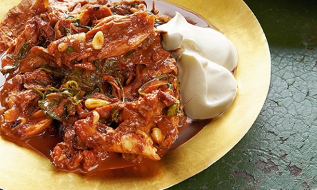 Yotam Ottolenghi’s chilli chicken with cinnamon and spinach: ‘A rich dish well worth thinking of doing for an Easter feast.’