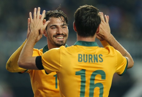 James Troisi celebrates with Nathan Burns.