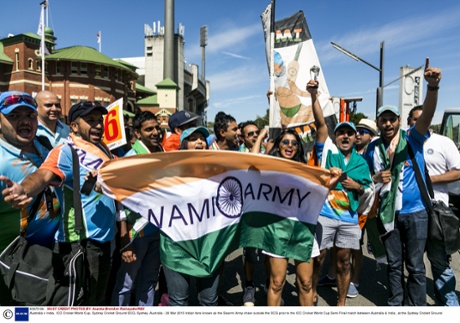 The Swarmi Army cheer outside the SCG.