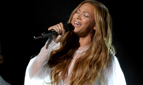 Beyoncé performs onstage during the Grammys in February 2015