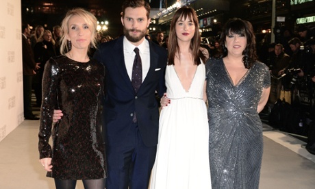 Who has whiphand? Sam Taylor-Johnson, Jamie Dornan, Dakota Johnson and EL James at the UK premiere of the film.