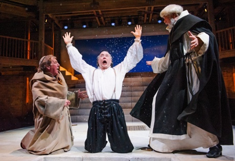 Geoffrey Freshwater (Friar Barnadine), Jasper Britton (Barabas) and Matthew Kelly (Friar Jacomo) in the RSC’s <em>The Jew Of Malta</em>.