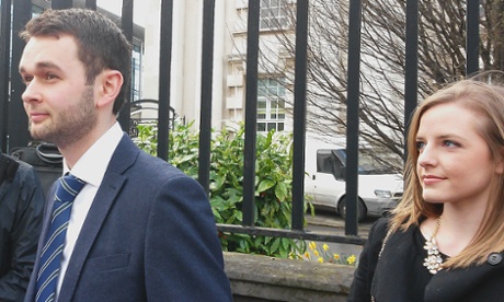 Daniel and Amy McArthur at Belfast county court to fight a challenge by Northern Ireland's Equality Commission following their refusal to bake a gay-themed cake.