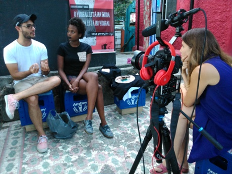 Interviewing Gustamov Zimmerman and model/designer Luana Genot at the Casa Geraçao Vidigal initiative in Rio de Janeiro, Brazil.