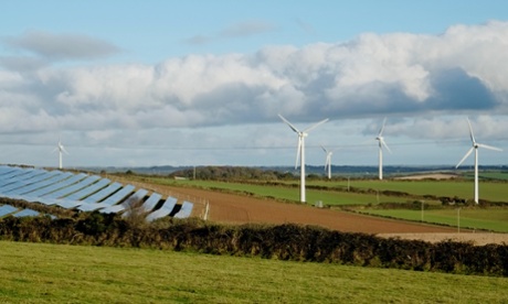 Eco Friendly Power in the hills near Truro. Windmills and Solar Panels.